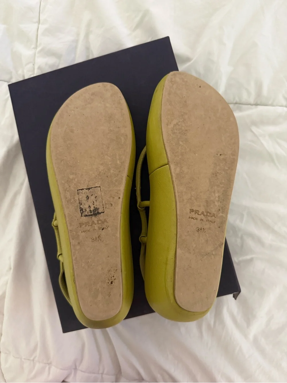 Prada Green Napa Leather Slingback Sandals